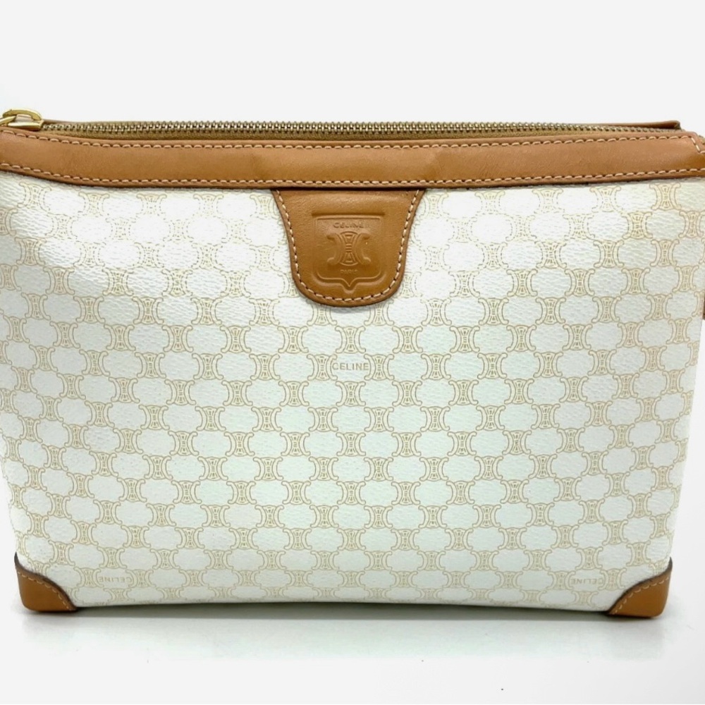 Celine Cream and Brown Cosmetic Bag